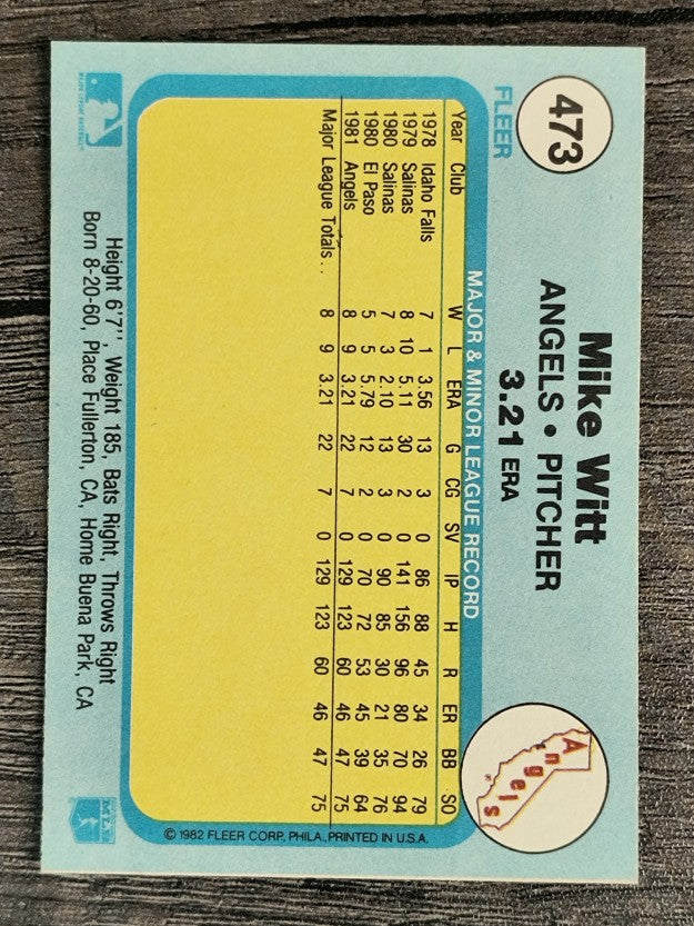 1982 Fleer #473 Mike Witt