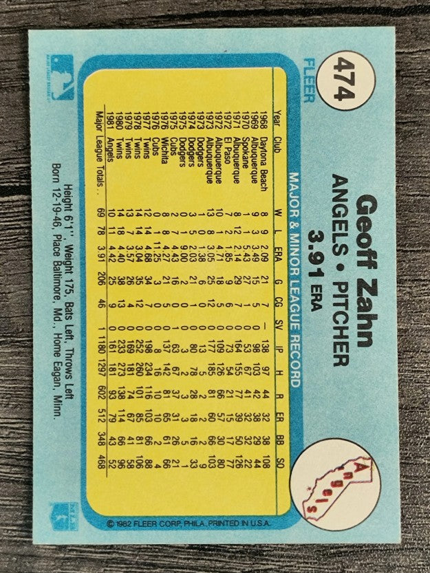 1982 Fleer #474 Geoff Zahn