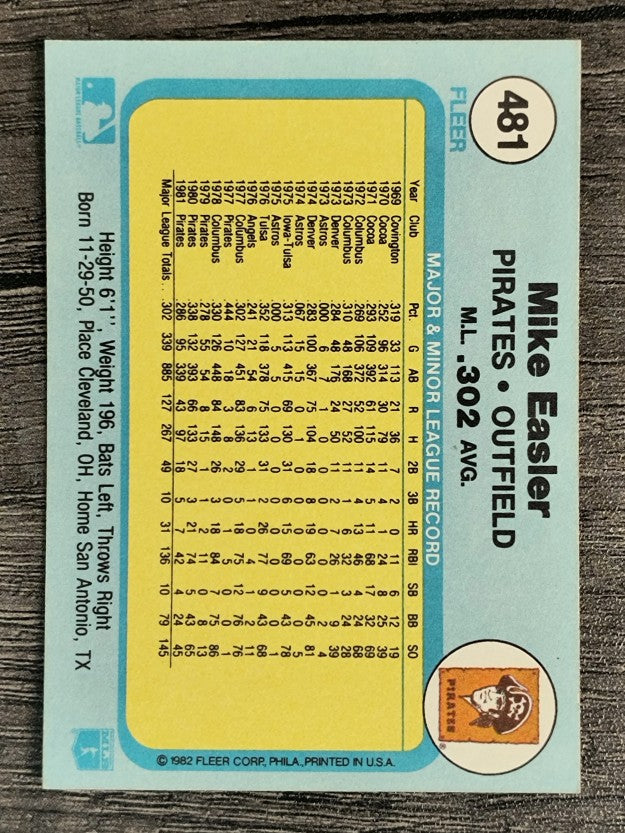 1982 Fleer #481 Mike Easler