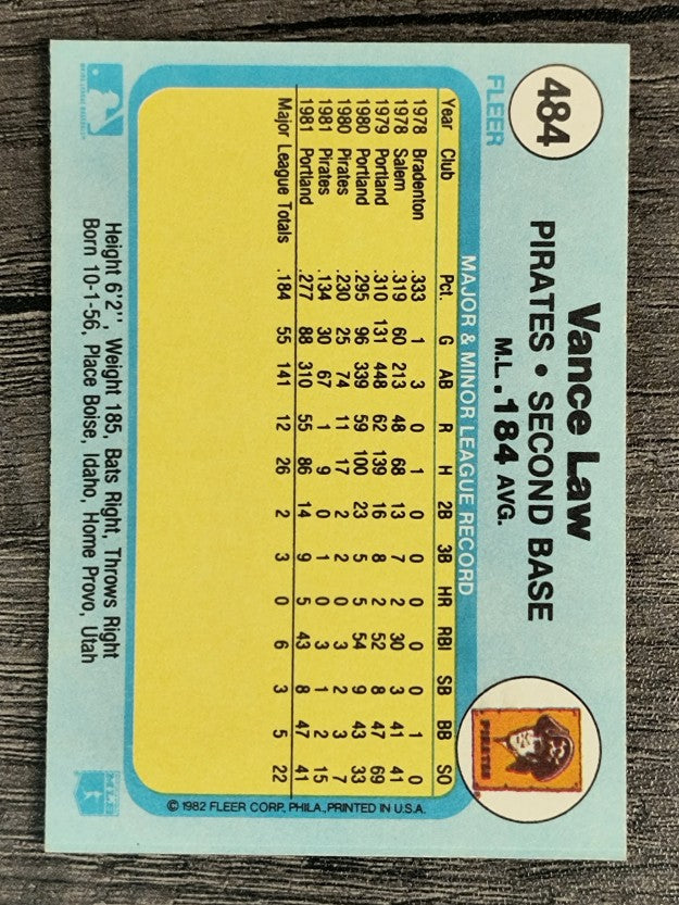 1982 Fleer #484 Vance Law
