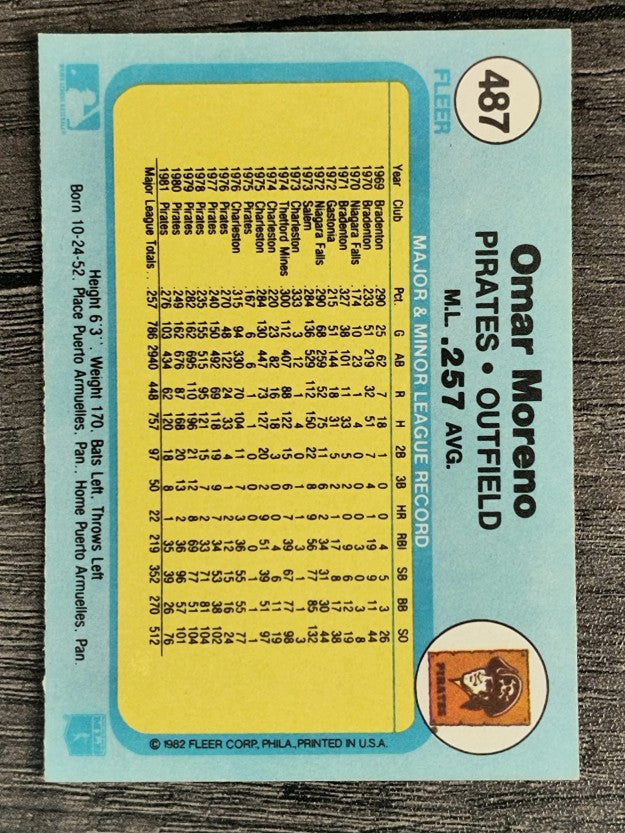 1982 Fleer #487 Omar Moreno