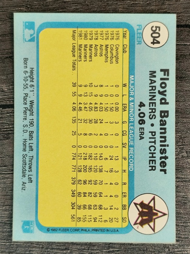 1982 Fleer #504 Floyd Bannister
