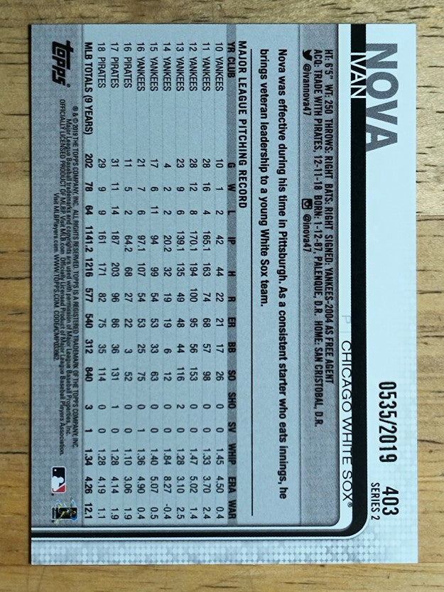 2019 Topps Gold #403 Ivan Nova