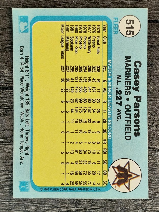 1982 Fleer #515 Casey Parsons