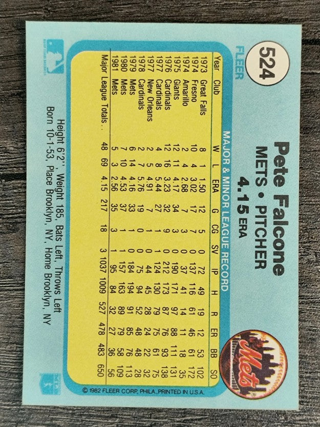 1982 Fleer #524 Pete Falcone