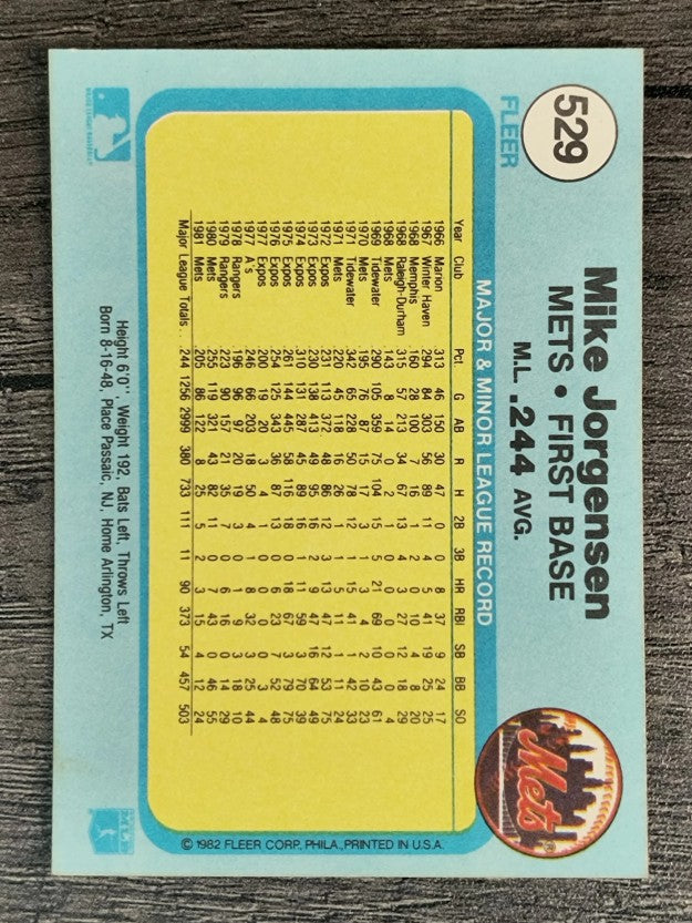 1982 Fleer #529 Mike Jorgensen