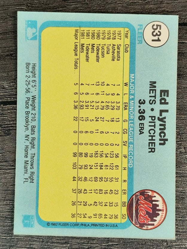 1982 Fleer #531 Ed Lynch
