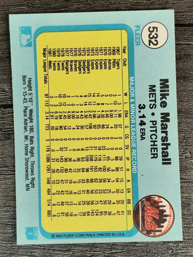 1982 Fleer #532 Mike G. Marshall