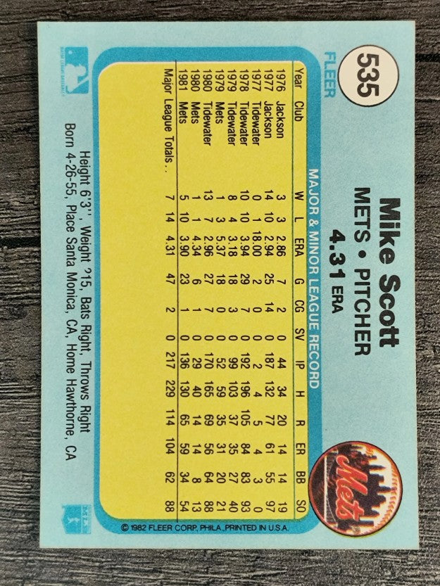 1982 Fleer #535 Mike Scott
