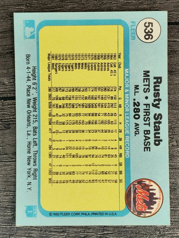 1982 Fleer #536 Rusty Staub