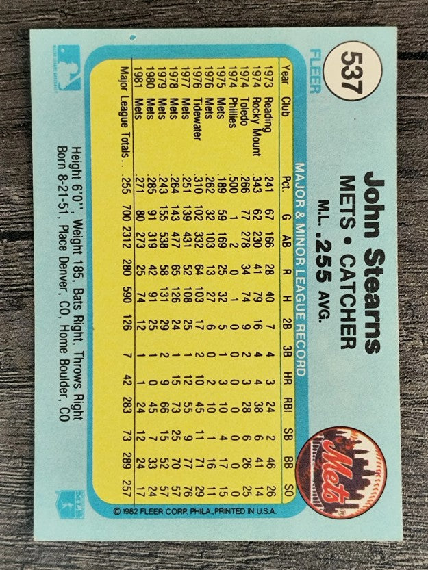 1982 Fleer #537 John Stearns