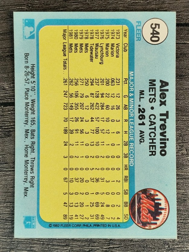 1982 Fleer #540 Alex Trevino