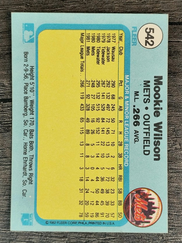 1982 Fleer #542 Mookie Wilson