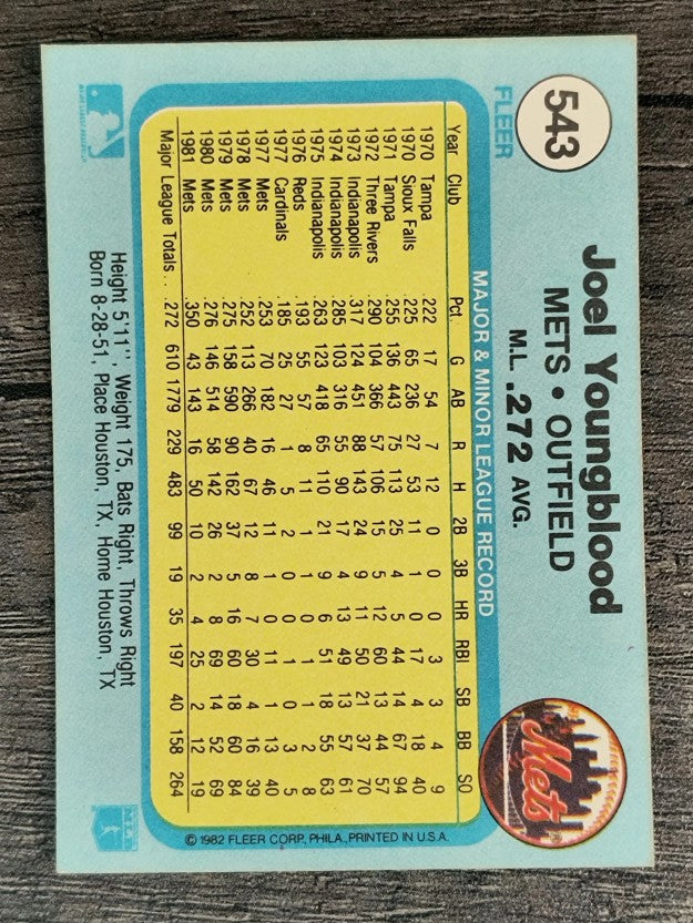 1982 Fleer #543 Joel Youngblood