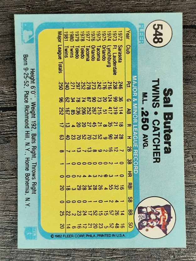 1982 Fleer #548 Sal Butera
