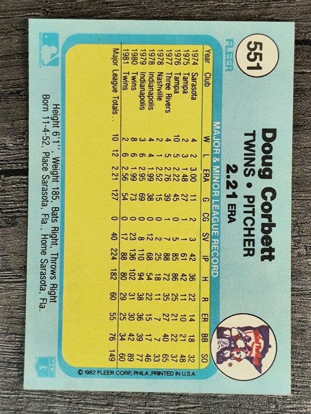 1982 Fleer #551 Doug Corbett