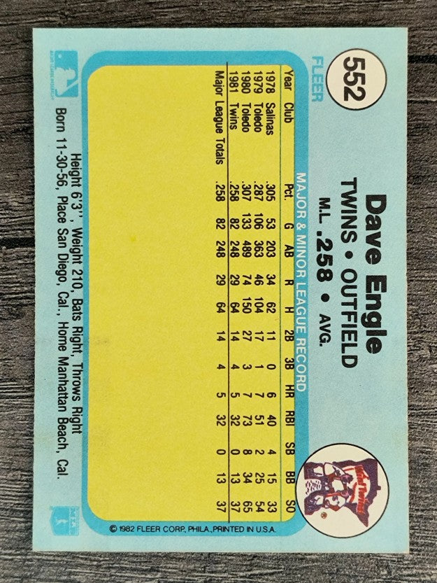 1982 Fleer #552 Dave Engle