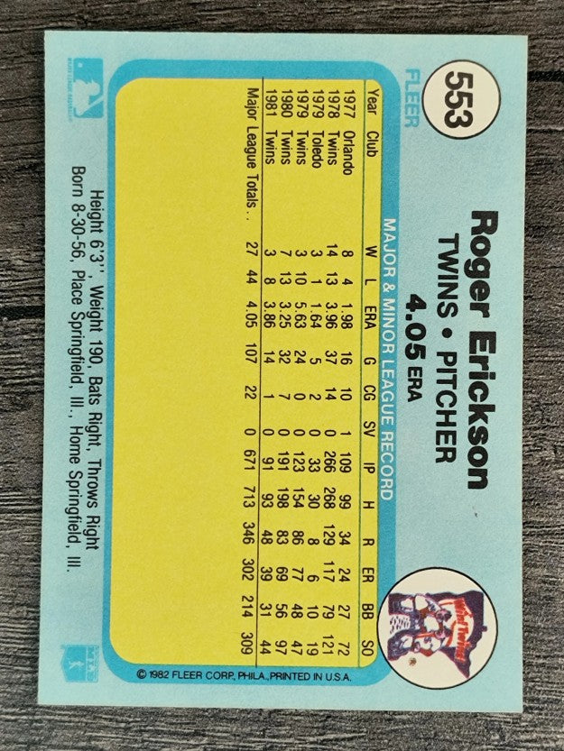 1982 Fleer #553 Roger Erickson