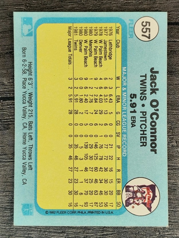 1982 Fleer #557 Jack O'Connor