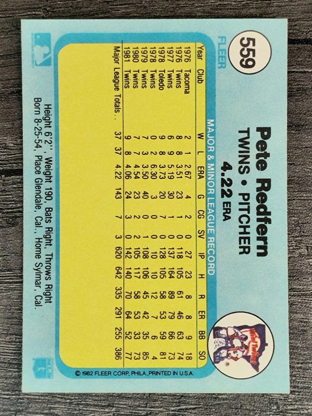1982 Fleer #559 Pete Redfern
