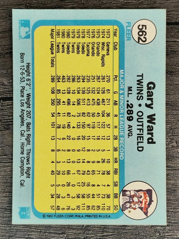 1982 Fleer #562 Gary Ward