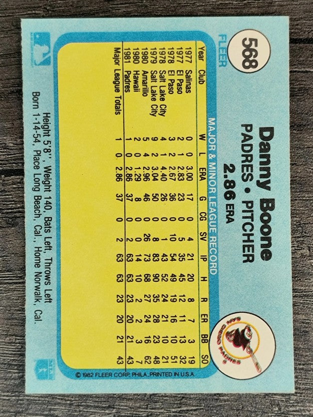 1982 Fleer #568 Danny Boone