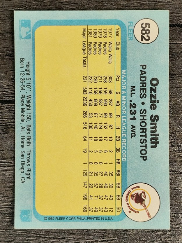 1982 Fleer #582 Ozzie Smith