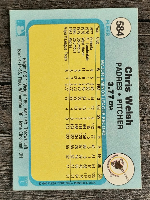 1982 Fleer #584 Chris Welsh