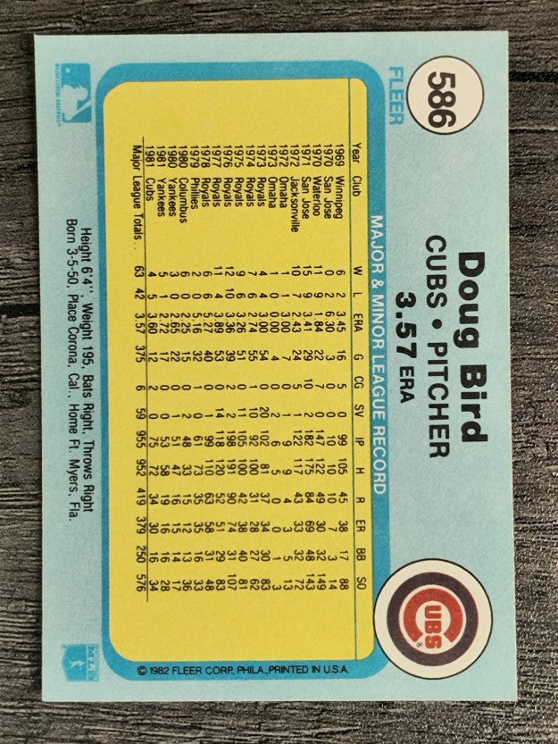1982 Fleer #586 Doug Bird