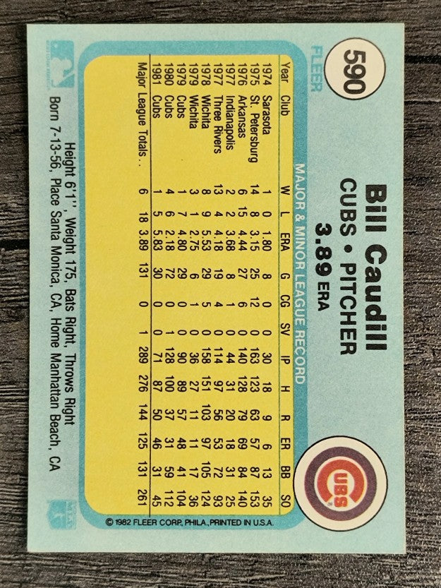 1982 Fleer #590 Bill Caudill
