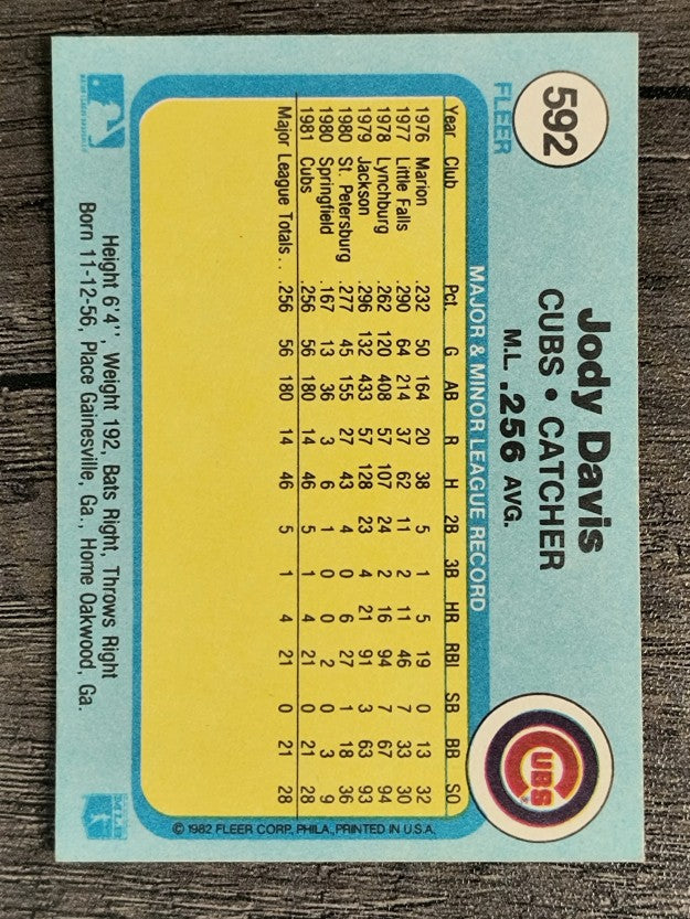 1982 Fleer #592 Jody Davis RC