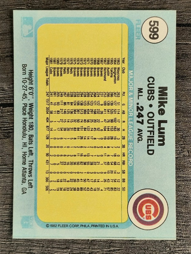 1982 Fleer #599 Mike Lum