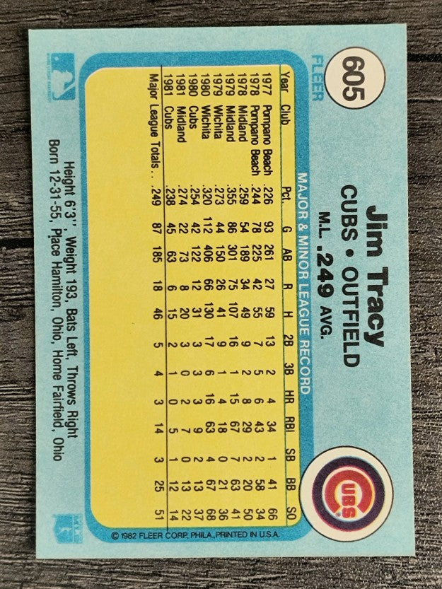1982 Fleer #605 Jim Tracy