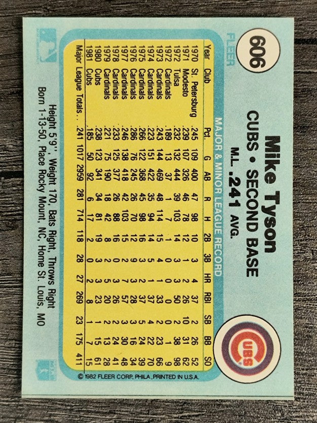 1982 Fleer #606 Mike Tyson