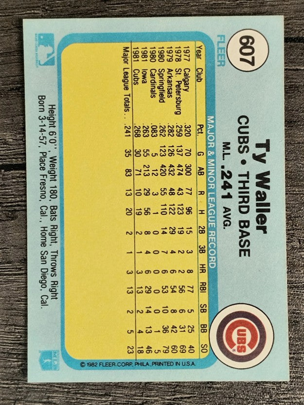 1982 Fleer #607 Ty Waller