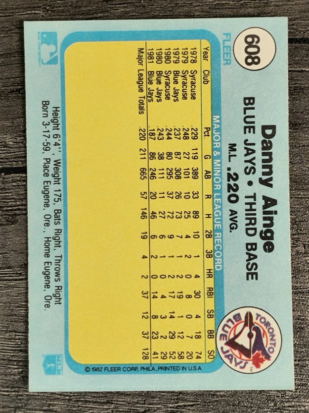1982 Fleer #608 Danny Ainge