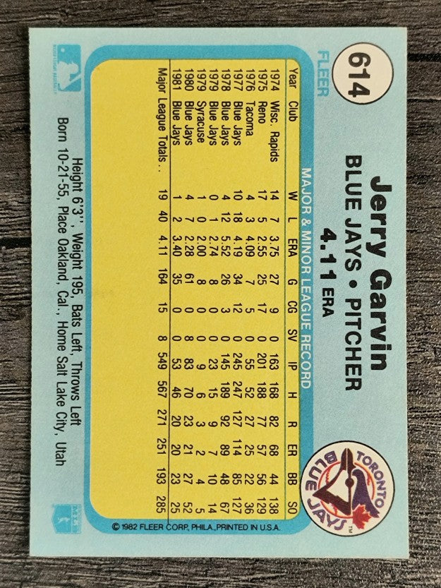 1982 Fleer #614 Jerry Garvin