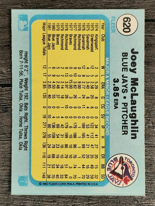 1982 Fleer #620 Joey McLaughlin