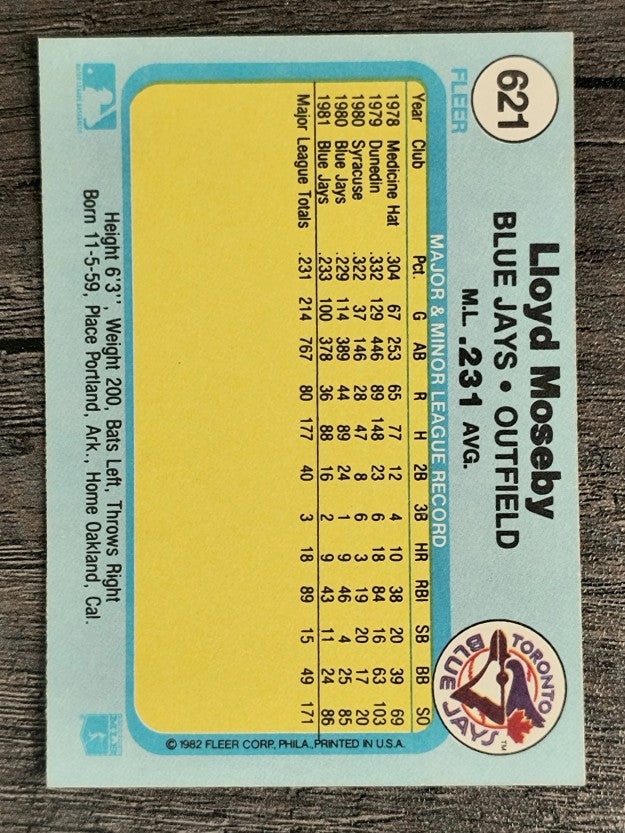 1982 Fleer #621 Lloyd Moseby