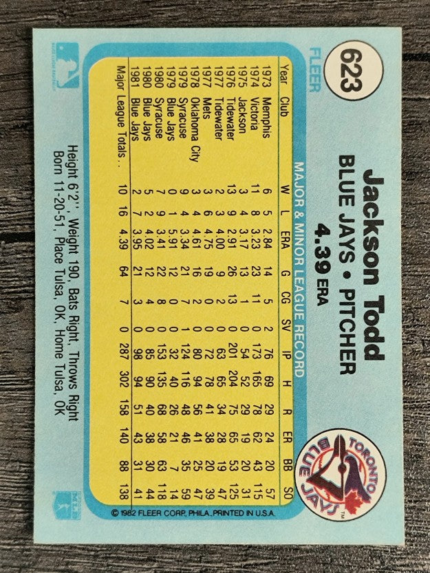 1982 Fleer #623 Jackson Todd
