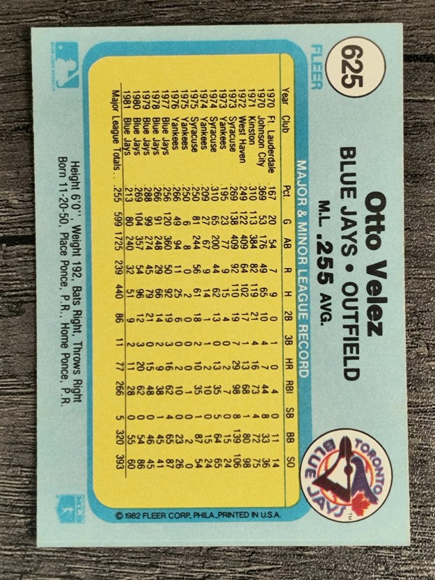 1982 Fleer #625 Otto Velez