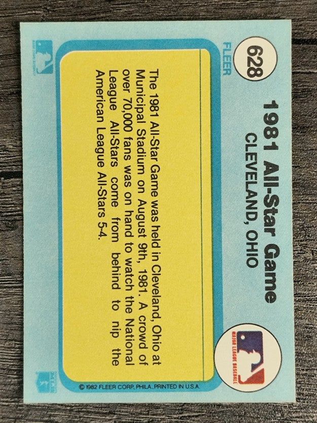 1982 Fleer #628 All Star Game/Cleveland, Ohio