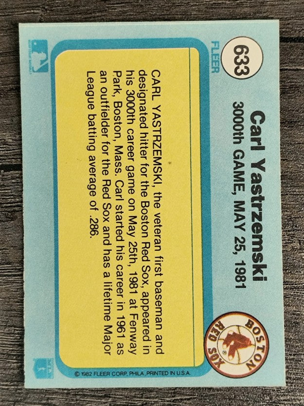 1982 Fleer #633 Carl Yastrzemski/3000th Game