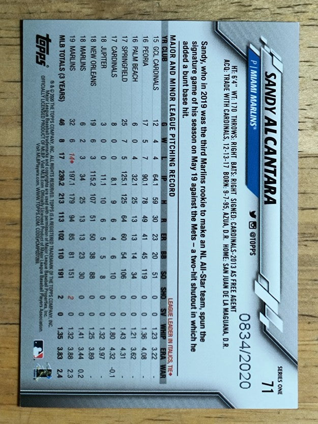 2020 Topps Gold #71 Sandy Alcantara