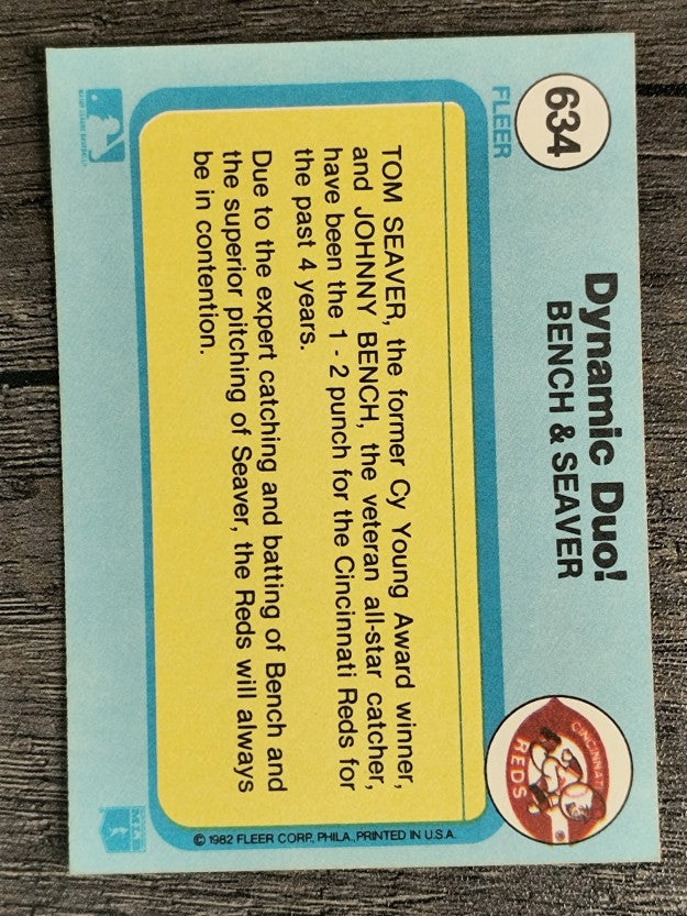 1982 Fleer #634 Johnny Bench/Tom Seaver
