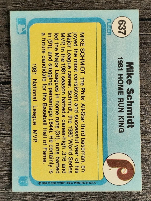 1982 Fleer #637 Mike Schmidt/Home Run King