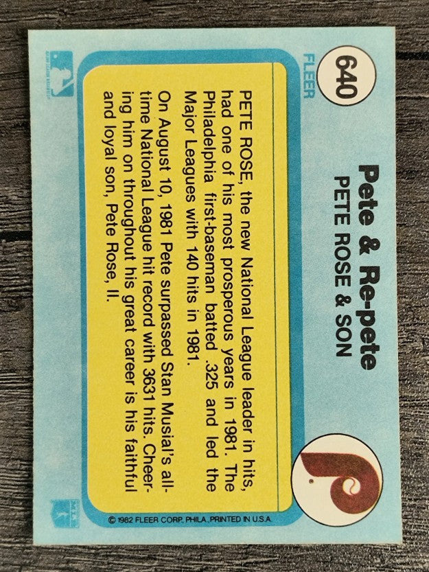 1982 Fleer #640 Pete Rose/Pete Rose Jr.