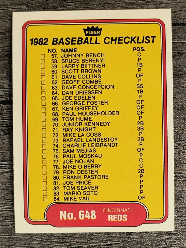 1982 Fleer #648 CL: A's/Reds