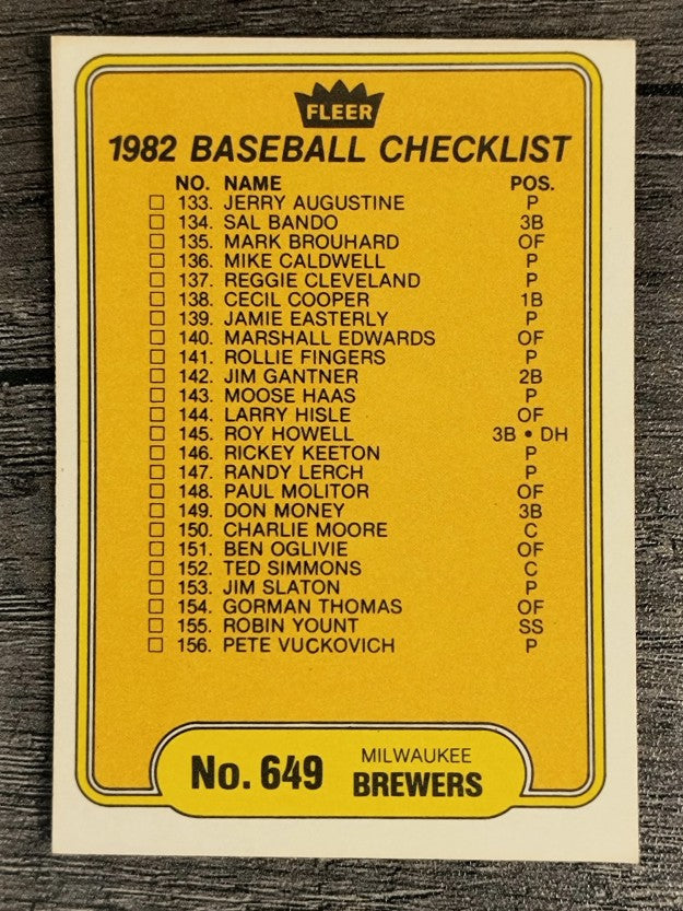 1982 Fleer #649 CL: Cards/Brewers