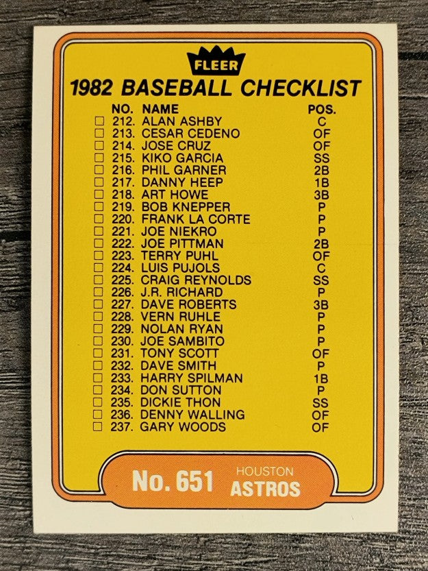1982 Fleer #651 CL: Astros/Phillies